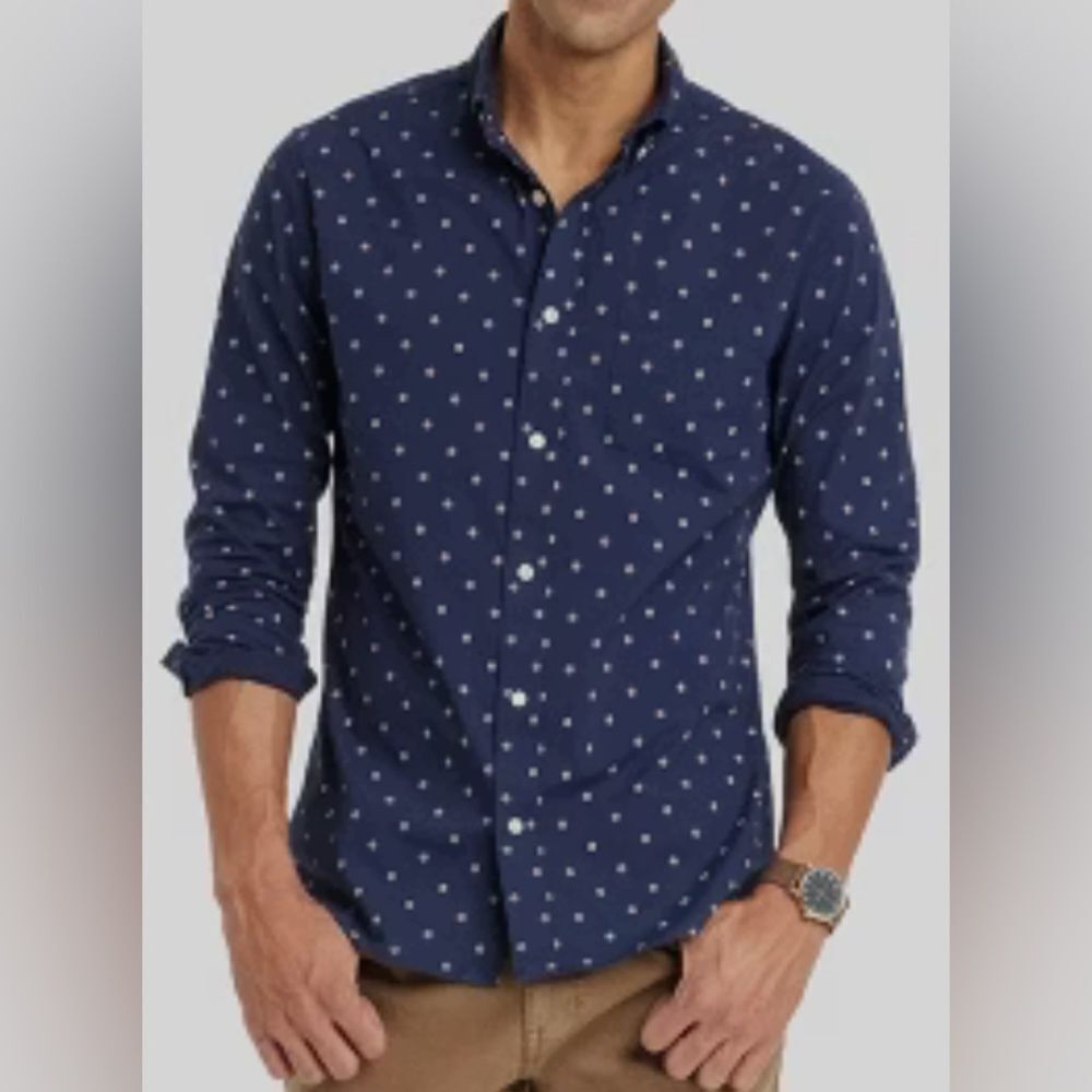 Goodfellow & Co Floral Print LS Button-Down Shirt Navy 4XL Tall NWT IN PKG
